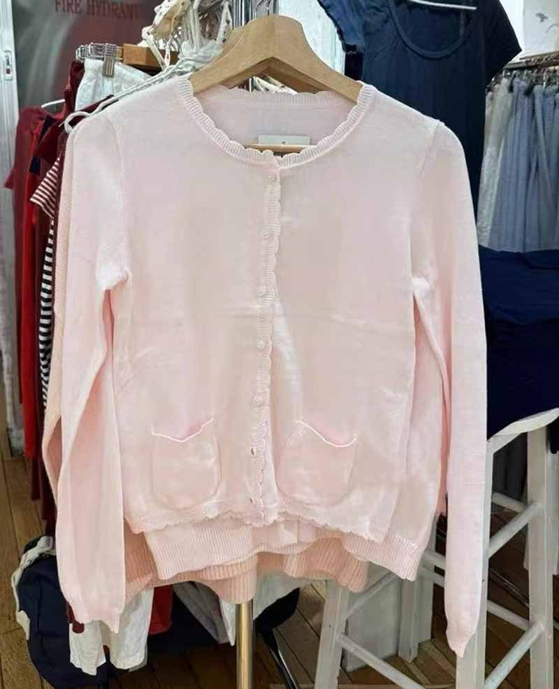 Jastie Babydoll Top Knit Cardigan Pink