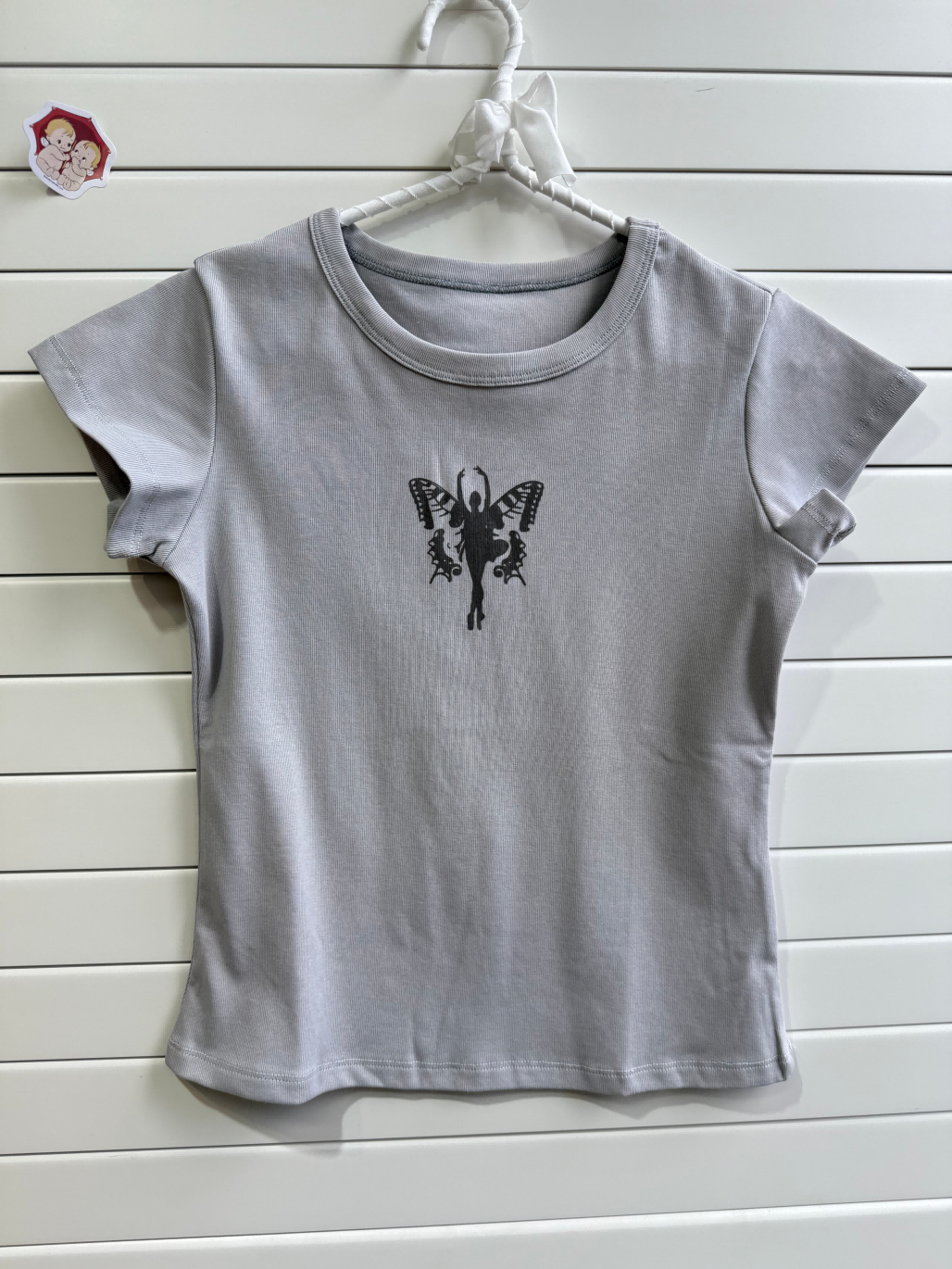 JASTIE Butterfly Grayish Short Sleeve top