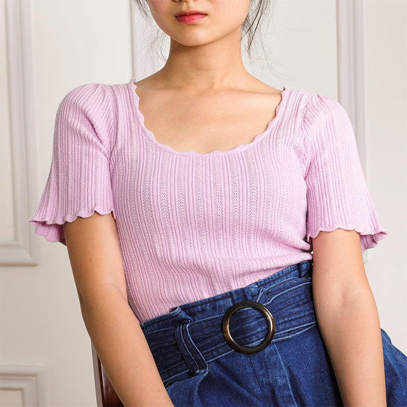 Women purple short Sleeve top