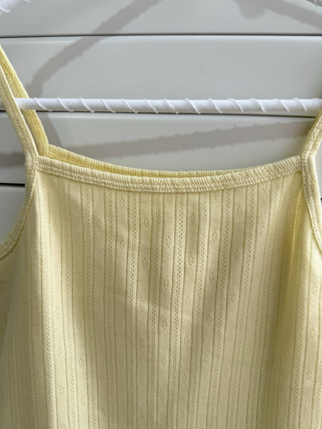 JASTIE Cream Yellow Eyelet Tank Top