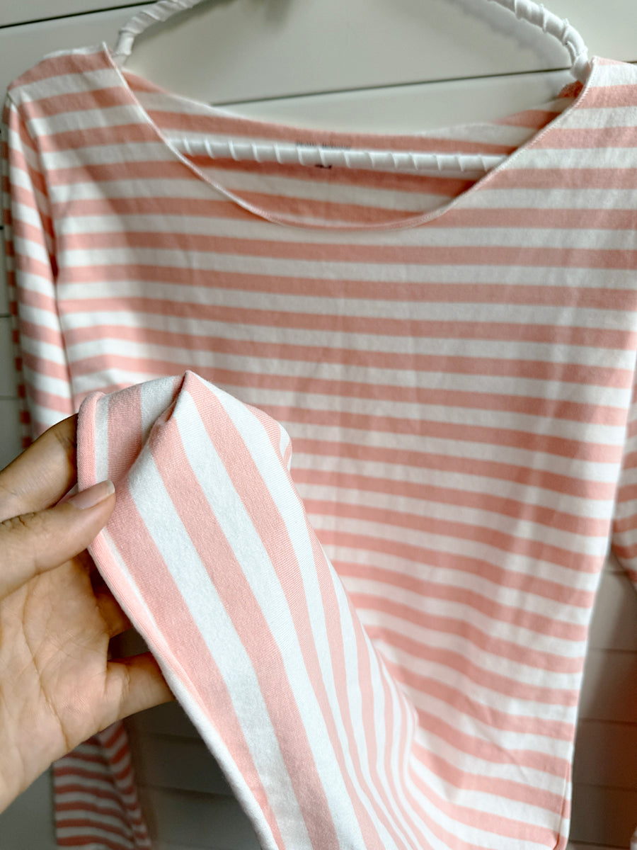 Jastie Pink Striped Long Sleeve T-shirts