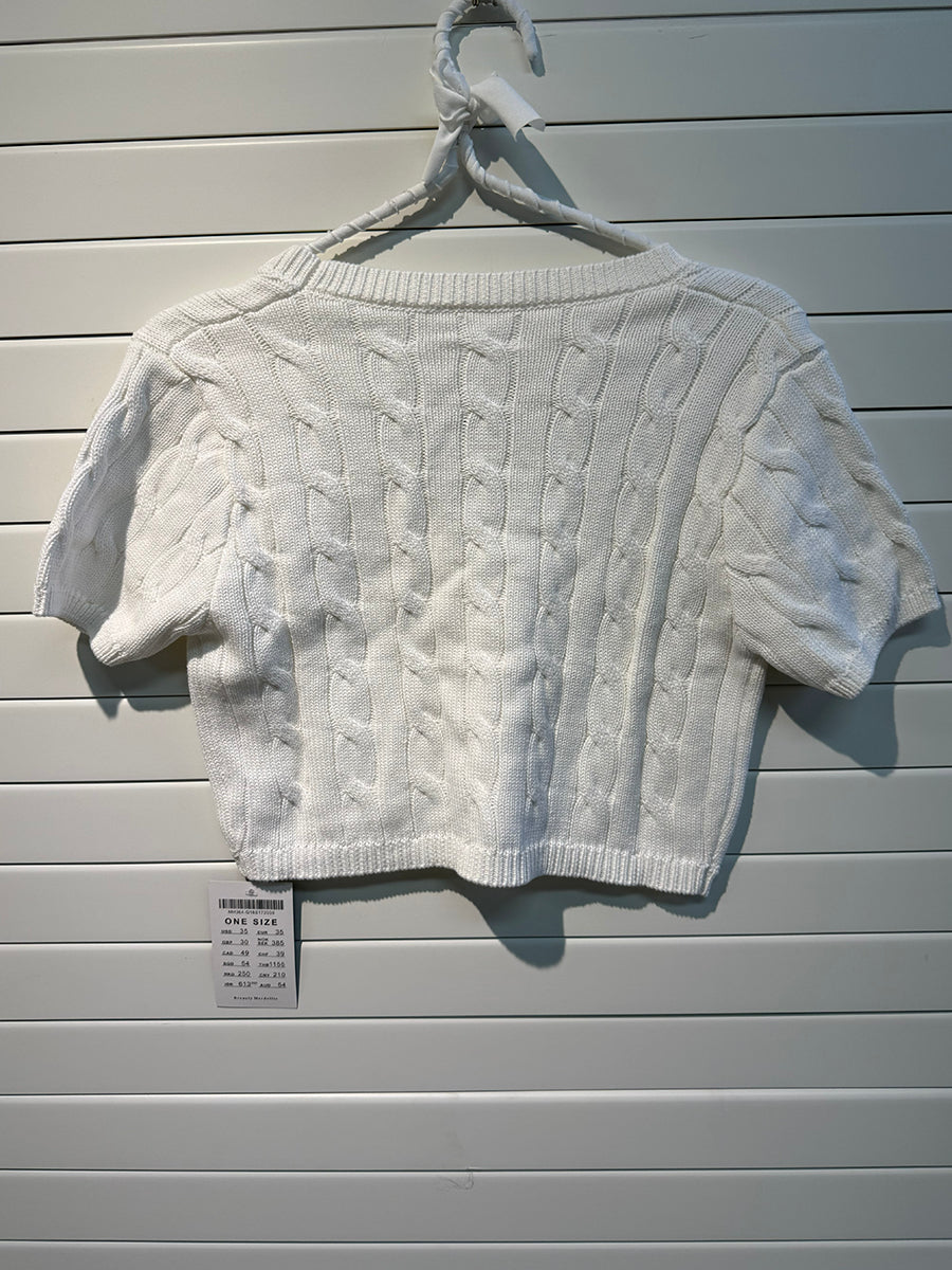 Jastie Flower Knitted Cropped Cardigan