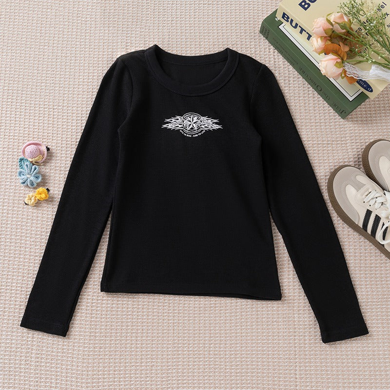 Slim slim top, base layer, winter black solid color