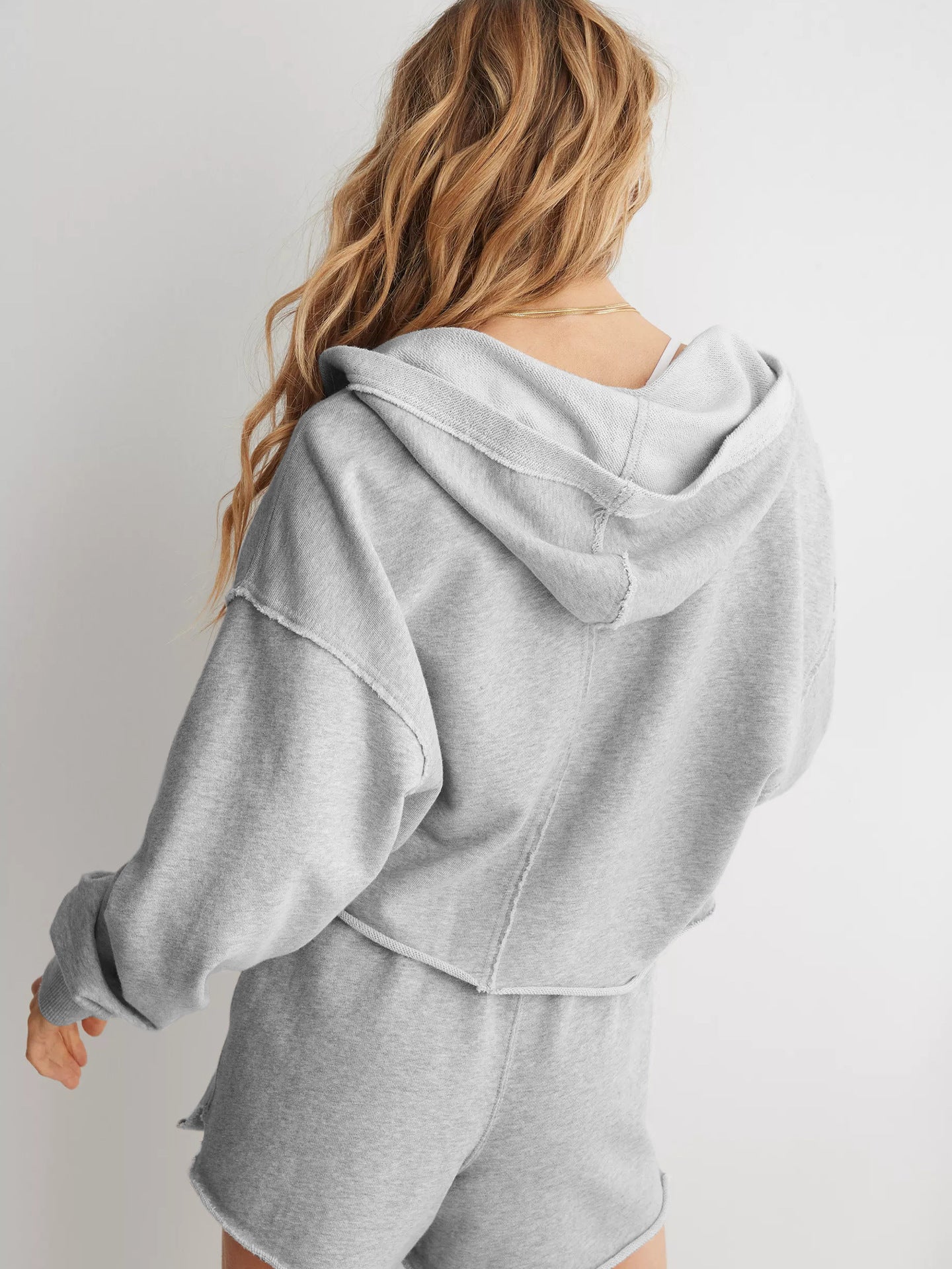 ABNW029 Gray Loose Hoodies Shorts