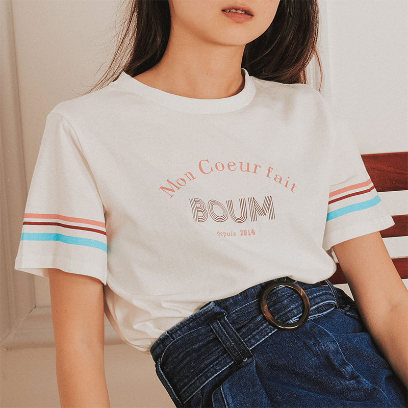 White letter short sleeves