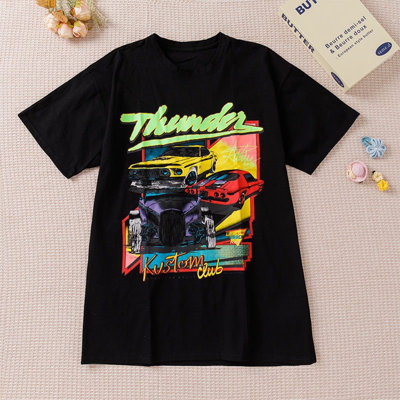 Vintage Graffiti Print Black Short Sleeve T-Shirt Black