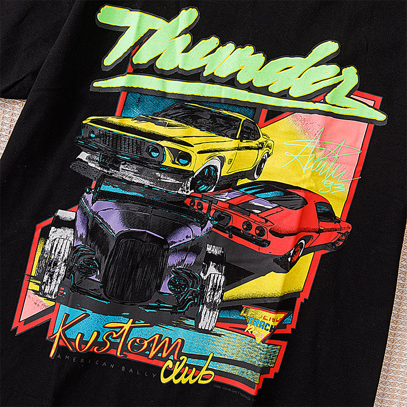 Vintage Graffiti Print Black Short Sleeve T-Shirt Black