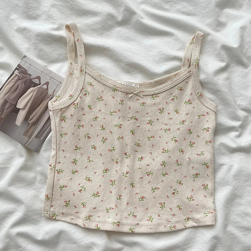 Lace Trim Solid Slim Eyelet Tank Tops Women Summer New Bow Preppy Style Sleeveless Vests Basic Sweet Cute Camisole Y2K Clothes