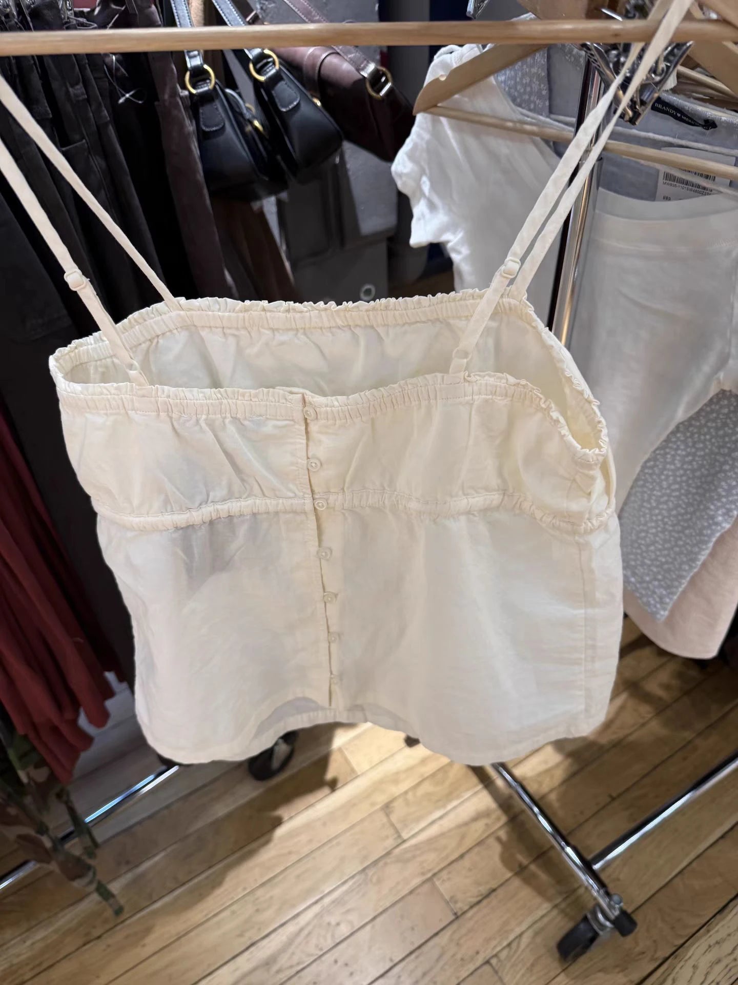 Cute Light Yellow Drawstring Tank Top Woman Back Single Breasted Strapless Cotton Camisole Female Sweet Casual Simple Vest Y2K