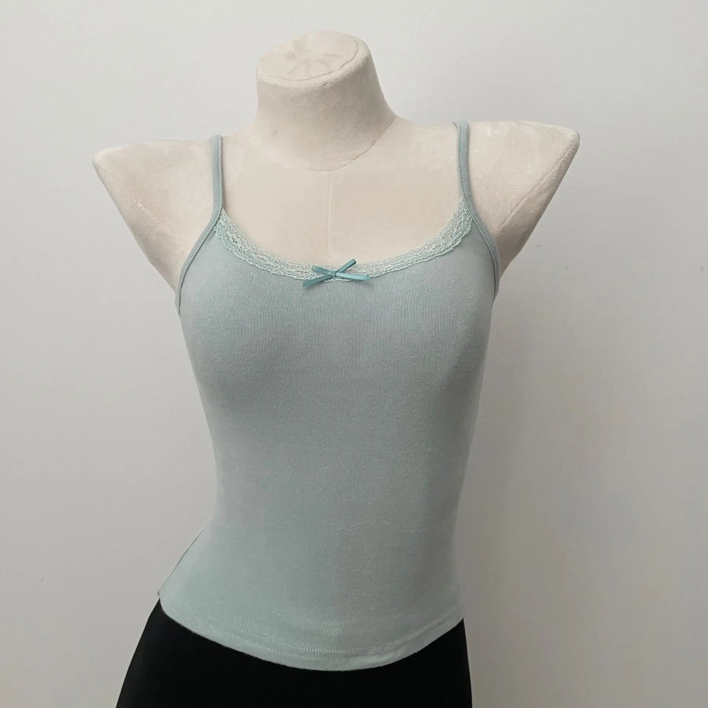 Cute Cotton Soft Lace Trim Tank Tops Women New Summer Solid Chic Bow Slim Cropped Vests Sweet Preppy Style Casual Camisole Y2K