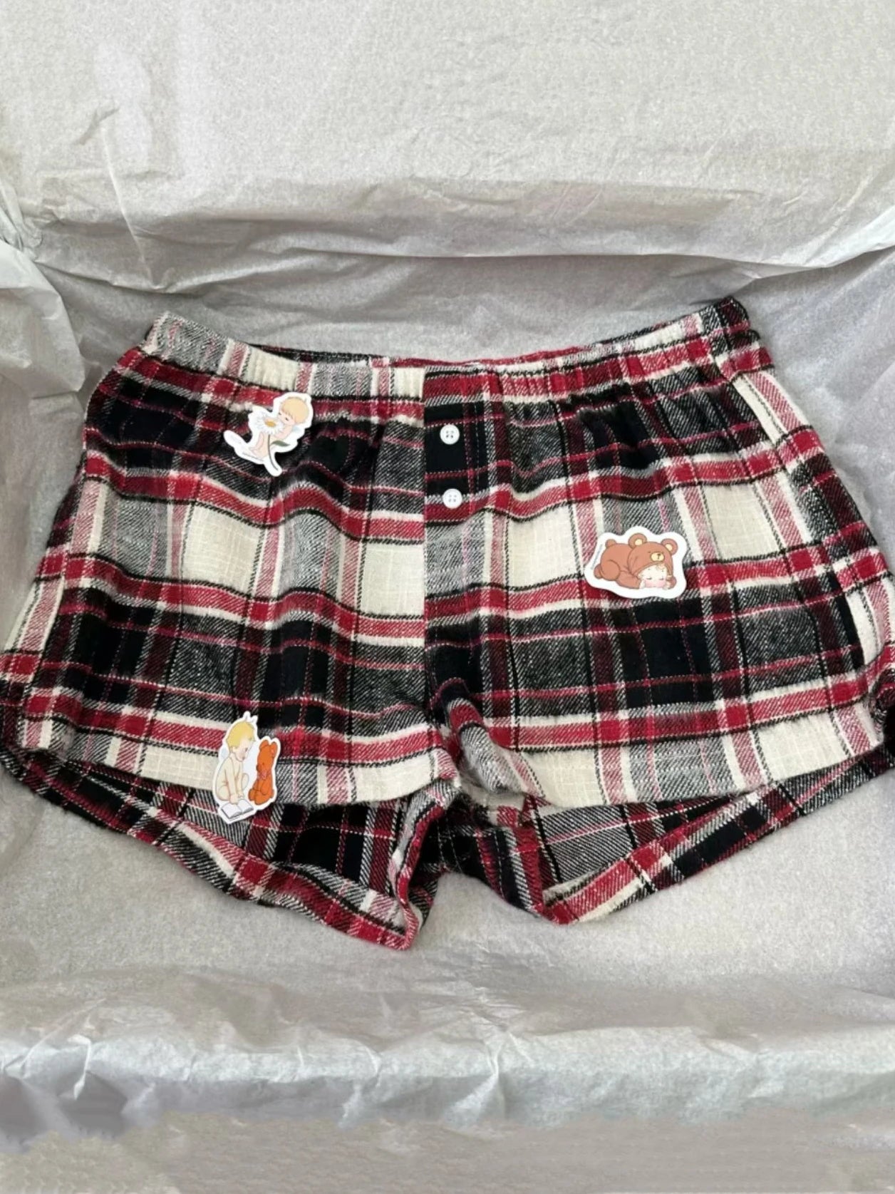 Sweet Pink Striped Button Short Pants Women Summer Cotton Loose Casual Elastic High Waist Home Underwear Cute Vintage Y2K Shorts