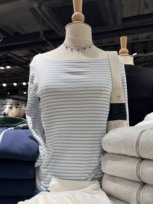 American Vintage Striped Long Sleeve T-shirt Women Autumn O-Neck Soft Cotton Tee Shirt Casual Streetwear Sweet Y2k Tshirts New