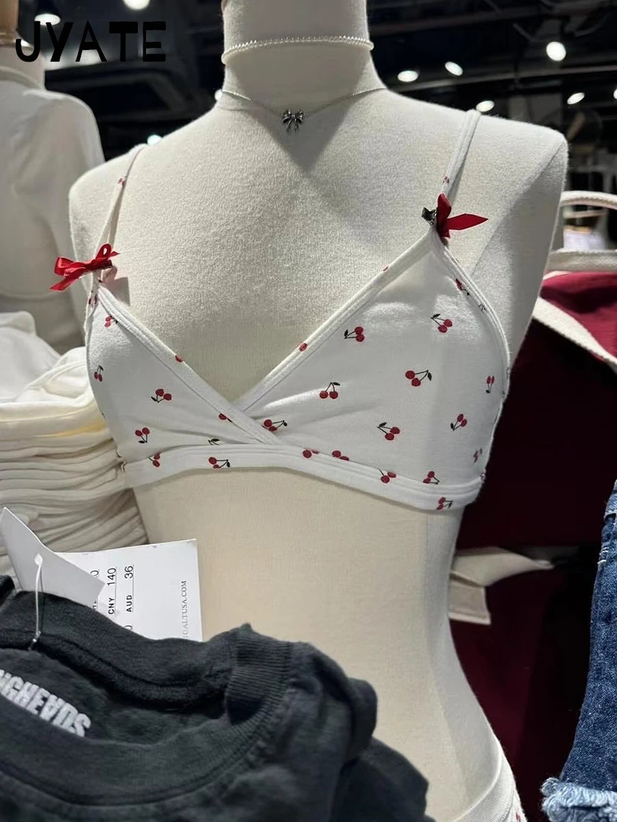 Cute Heart Slim Bra Top Women Summer Clothing 2024 Sweet Cotton Sexy Camis Tank Tops Female Y2K Clothes Streetwear Vest