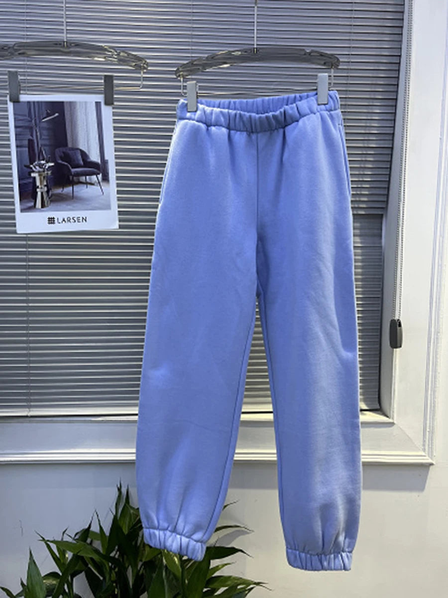 Vintage Loose Harem Pants Women Simple Elastic High Waist Casual Basic Sport Pants Sweet Cotton Preppy Style Sweatpants Y2K New