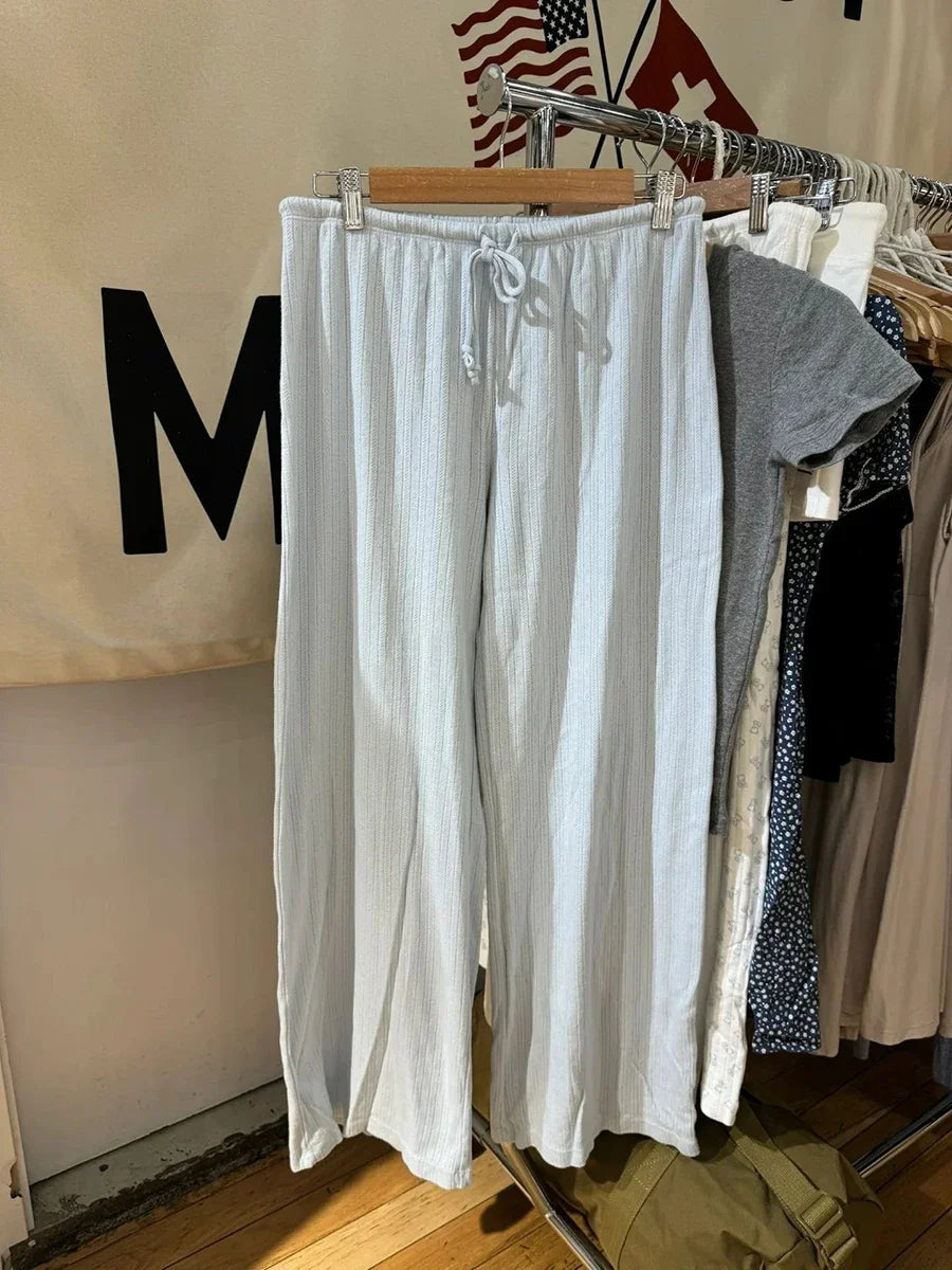 Solid Drawstring Straight Sweatpants Women Streetwear Cotton Simple Casual High Waist Trousers Vintage Chic Sport Long Pants Y2K
