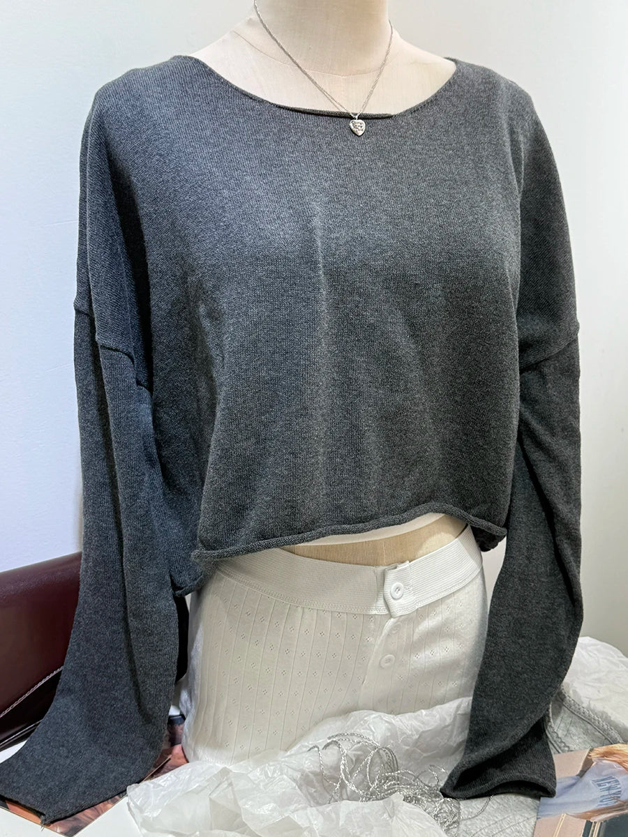 Navy V-Neck Vintage Knitted Sweater Women Autumn Winter Casual Cotton Long Sleeve Pullover Jumper Simple Slim Streetwear Top Y2K