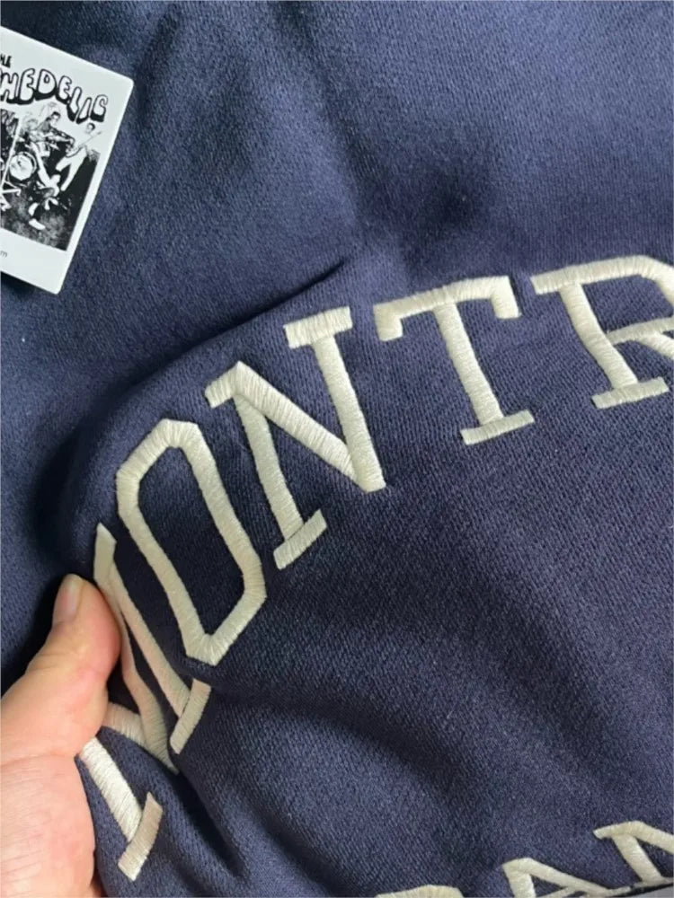 Streetwear Letter Embroidery Sweatshirt Women Loose O-neck Cotton Long Sleeve Hoodie Vintage American Oversized Sweatshirts Tops