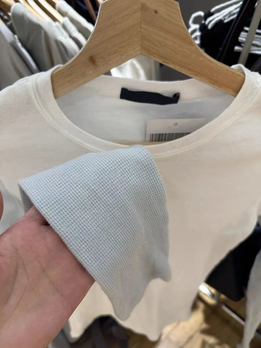 Sweet Patchwork Fake Two Pieces T-shirt Women O-neck Preppy Style Cotton Slim Long Sleeve Tee Shirts Vintage Cute T-shirts Tops