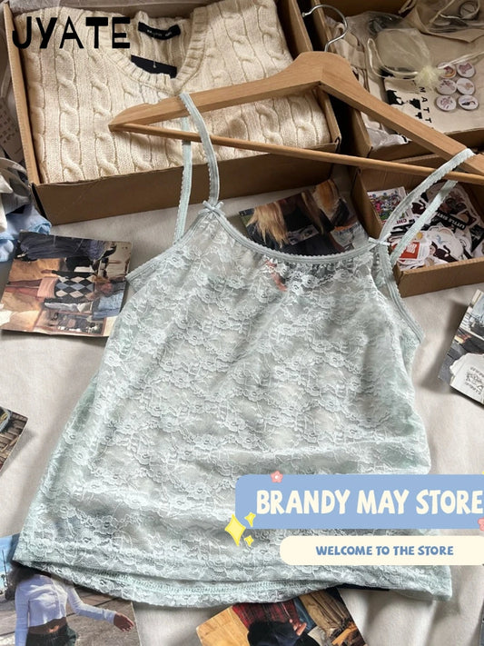 Sexy Lace Hollow Out Bow Solid Tank Tops Women New Casual Streetwear Square Neck Sleeveless Vest Sweet Vintage Chic Camisole Y2K