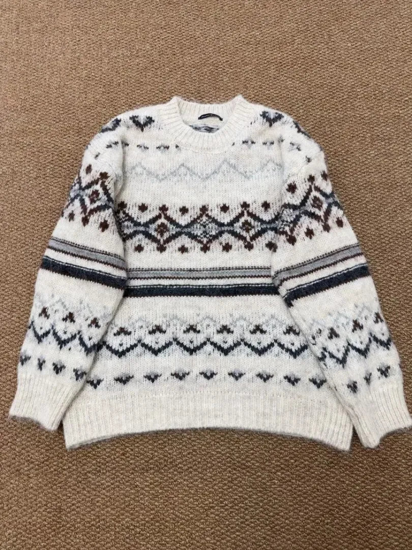 Women's Geometric Jacquard Sweater O-neck Long Sleeve Cotton Knitted Pullover Vintage Casual Cozy Jumper Sweet Y2k Autumn Top
