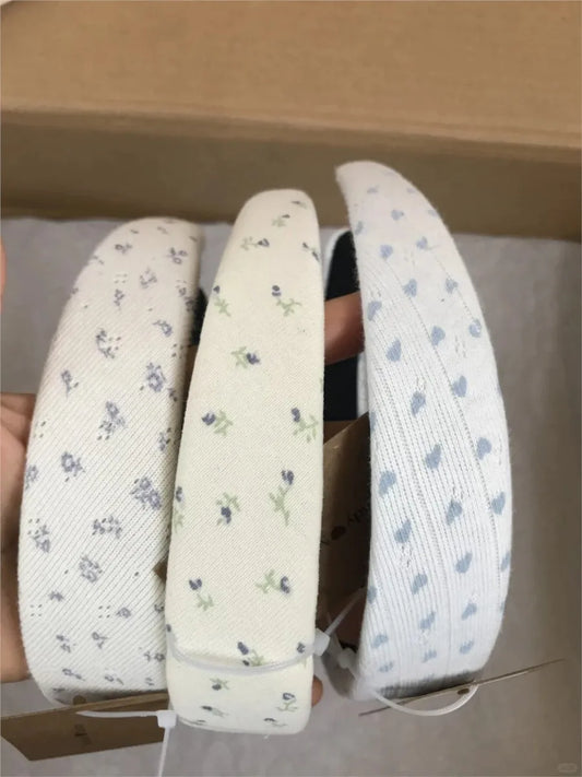 Little Bear Print Headbands Women New Casual Vintage Cotton Preppy Style Streetwear Headwears Girl Cute Sweet Y2K Headband OOTDS