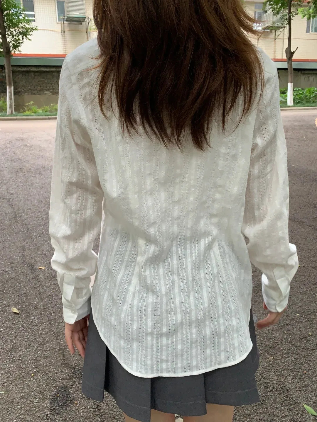 Linen Cotton Collar Buttons Blouse T-shirts Women Slim Casual White Long Sleeve Tees Girls Sweet Cute Preppy Style Y2K Crop Tops
