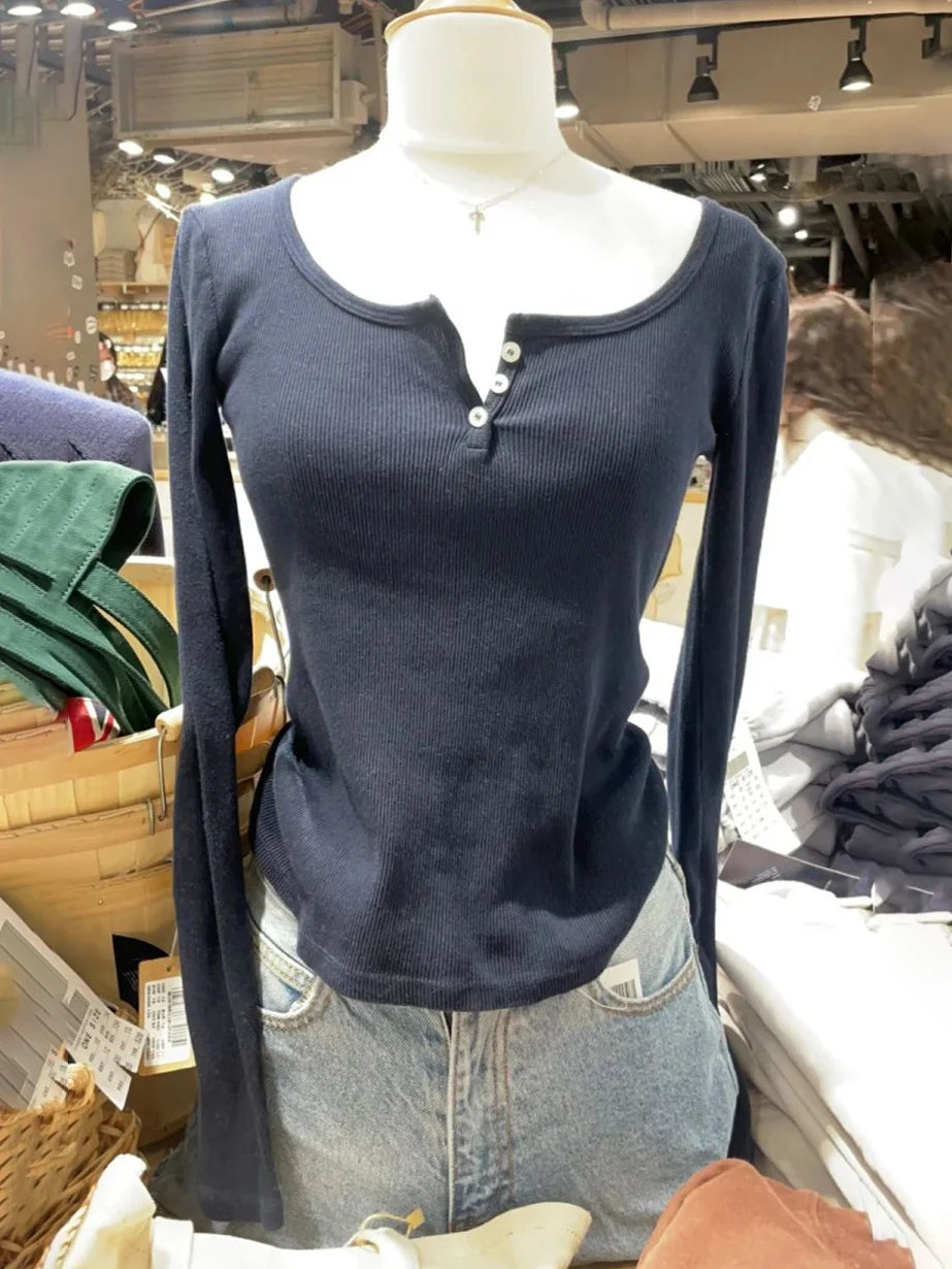 Pink Striped Slim Long Sleeve Tees Women Spring Casual Cotton O-neck Tshirt New Tops Clothes Sweet Cute Vintage T-shirts Y2K