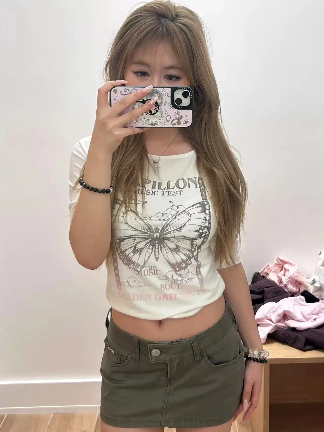 American Retro Print T-shirts Women Summer Casual Simple Cotton Slim Three Quarter Tees Vintage Streetwear Chic Tshirt Y2K