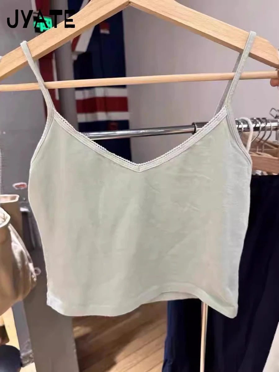 Fashion Floral Print Hollow Out Camisole Women New Green Cotton Ribbed Casual Slim Cropped Vest Sweet Vintage Chic Tank Tops Y2K