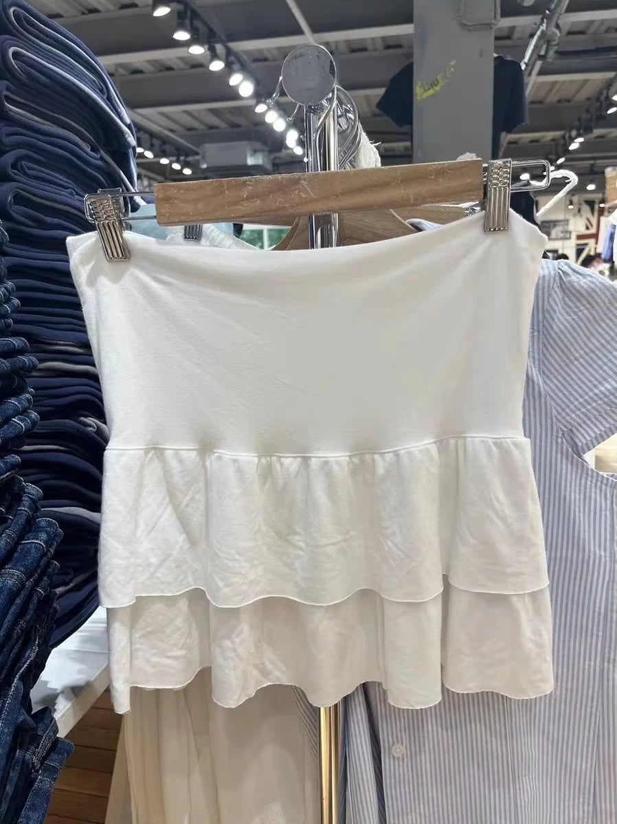 Tiered Ruffle White Mini Skirts Women Summer Sweet Cotton High Waist Skirt Female Cute Vintage Preppy Style A-line Short Faldas