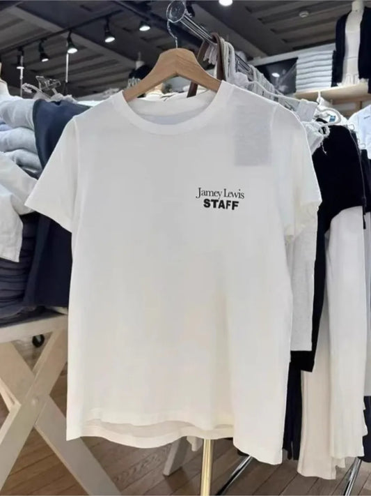 Retro American Cowboy Print T-shirts Women Summer New Streetwear Casual Cotton Short Sleeve Tees Vintage Chic Preppy Style Tops