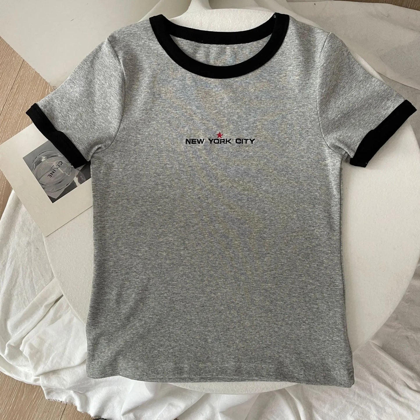 Fashion Apricot Patchwork T-shirts Women Summer New Streetwear Cotton O-neck Short Sleeve Tees Female Preppy Style Chic OOTD Top