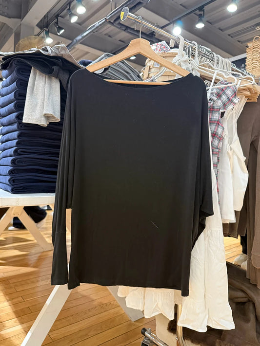 Black Long Batwing Sleeve T-shirts Women Elegant Sweet Slash Neck Cotton Tee Shirts Vintage Simple All-match Tshirts Y2k Tops