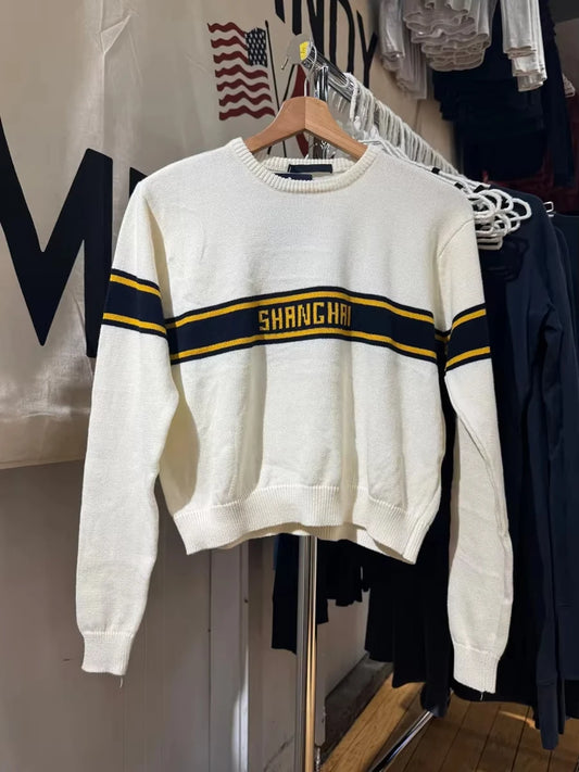 Letter Jacquard Sweaters Woman Spring Crew Neck Long Sleeve Cotton Jumper Female Casual Sweet Preppy Style Pullovers
