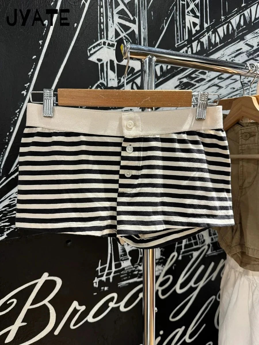 Classic Striped Graphic Cropped Camisole Women New Cotton Soft Slim Casual Simple Sleeveless Vests Vintage Chic Sweet Tank Tops