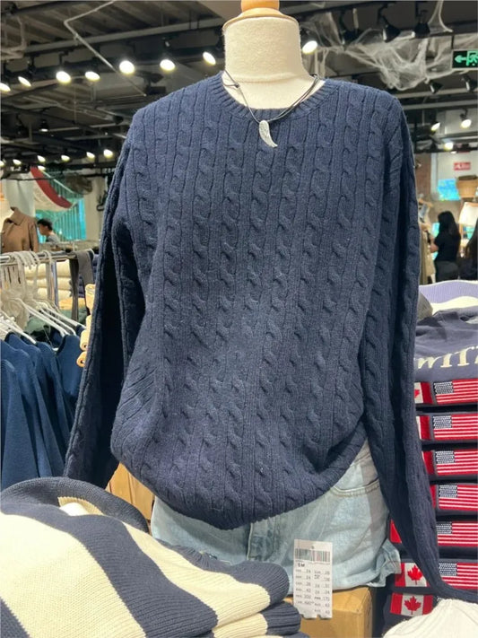 Twisit O-neck Knitted Sweater Women Autumn New Casual Loose Long Sleeve Pullover Tops Vintage Simple Chic Jumper Sweaters