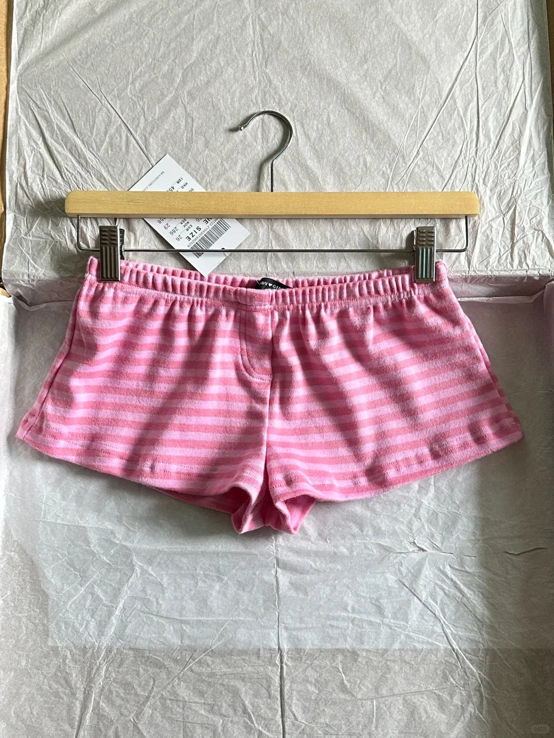Cotton Pink Striped T-shirts Shorts Set Women Cute Slim U-neck Top+Elastic Waist Short Pant Cozy Sweet Home Pajama 2 Piece Sets