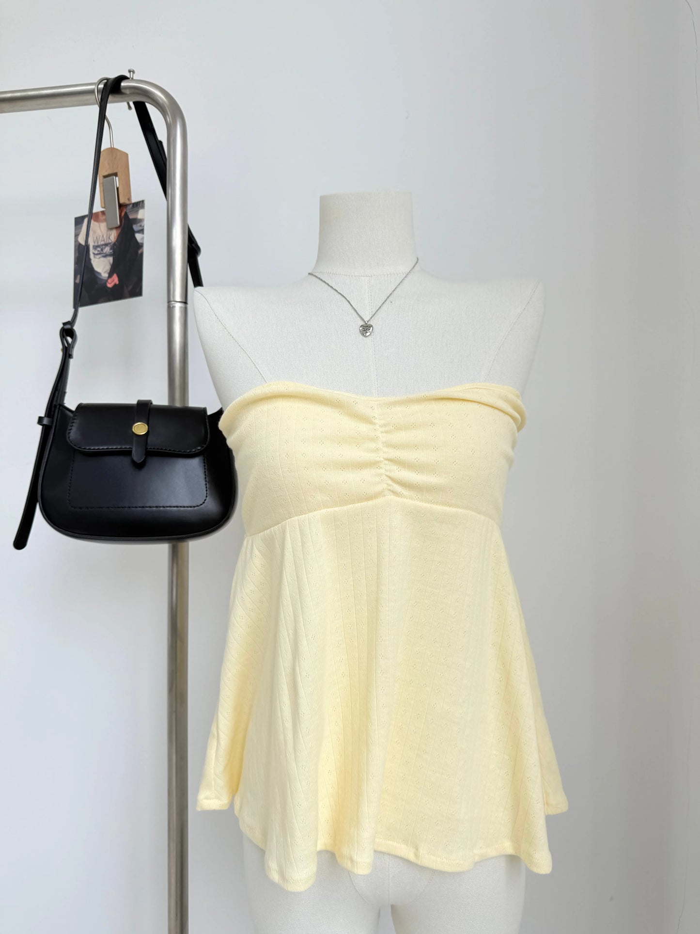 Butter Yellow Folds Tank Tops Woman Summer Casual Cotton Slim All-match Strapless Vest Cute Sweet Preppy Style Camisole Y2K New