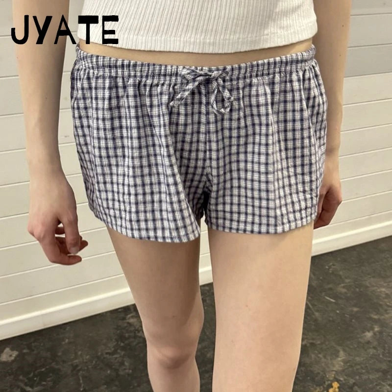 Plaid Lace Trim V-neck Bow Tank Tops Women Summer New Casual Streetwear Simple Back Lace-up Vest Vintage Sweet Chic Camisole Y2K