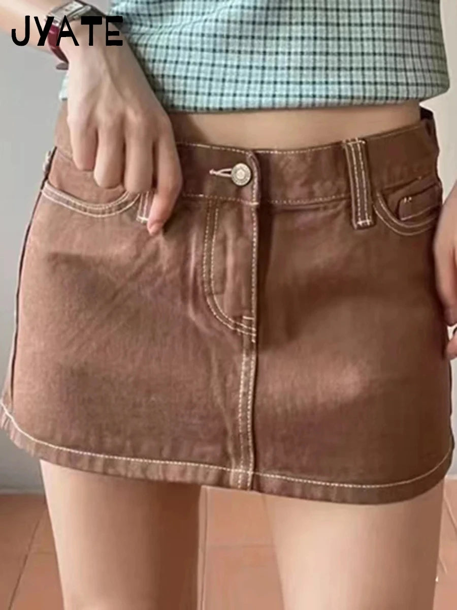 Sweet Pink Plaid Mini Cargo Skirts Women Summer Streetwear Casual Cotton Slim Sexy Low Rise Skirt Preppy Style Cute Y2K Falda