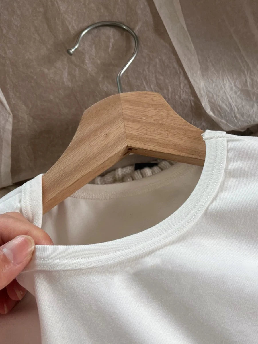 Rabbit Print Ballet Girl T-shirt Woman Summer New Casual Round Neck Cotton Short Sleeve Tees Y2K Sweet Cute Slim Tops for Women