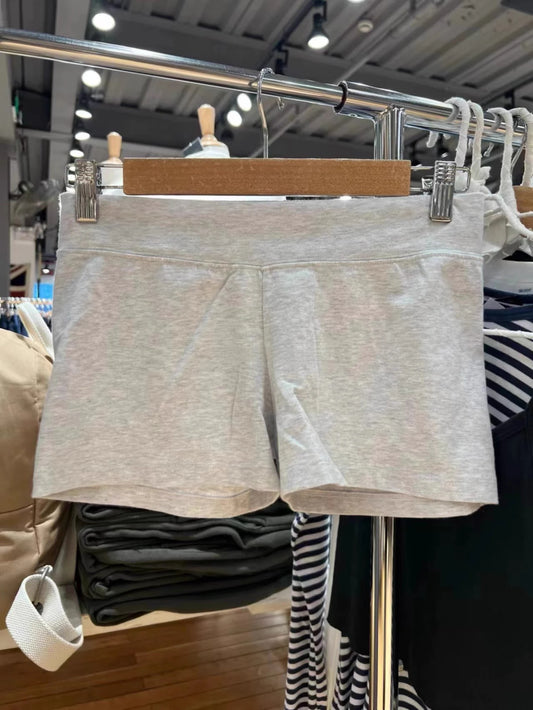 Vintage Sweatshort Women Summer Gray Simple High Waist Slim Straight Short Pants Sport Box Pants Basic Casual Bottom Clothes Y2k