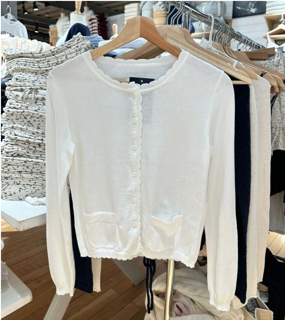 Jastie Babydoll Top Knit Cardigan white