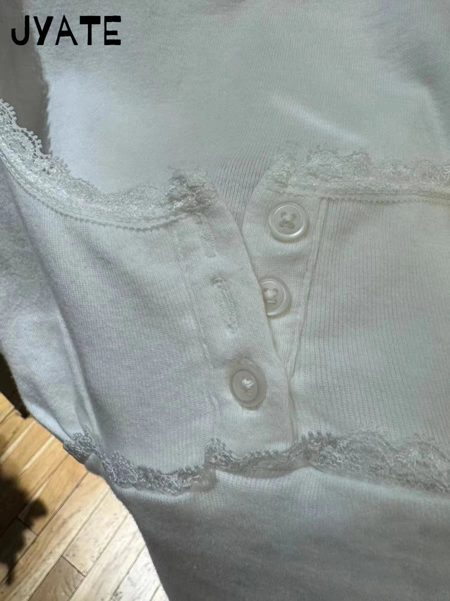 White Lace Trim Three Buttons Tank Tops Women Summer New Casual Cotton U-neck Sleeveless Vests Sweet Cute Preppy Style Camisole