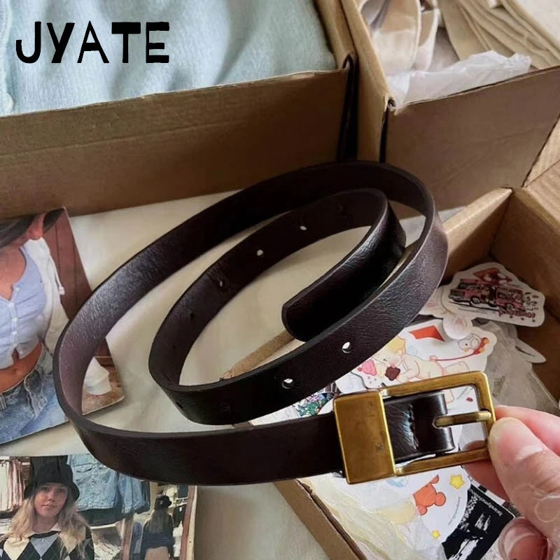 Retro Metal Buckle PU Black Belt Women New Streetwear Casual Rock n Roll Punk Preppy Style Vintage Chic Belts Y2K