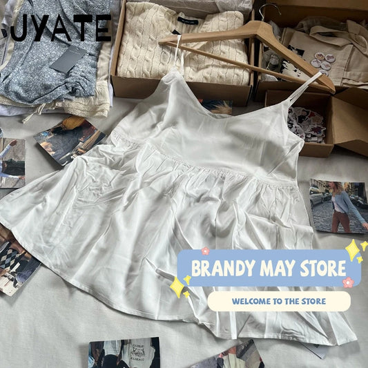 Fashion White Loose V-neck Tank Tops Women New Cotton Casual Simple Side Zipper Sleeveless Vests Sweet Preppy Style Camisole Y2K