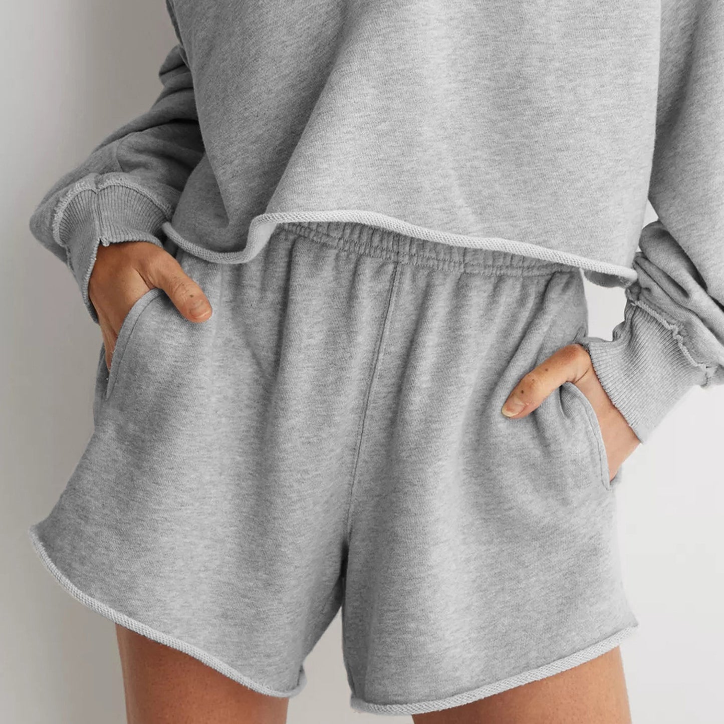 ABNW029 Gray Loose Hoodies Shorts
