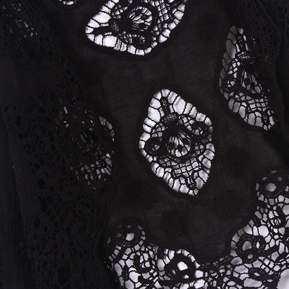 Haut cache-cœur en crochet avec patch hippie Froral noir