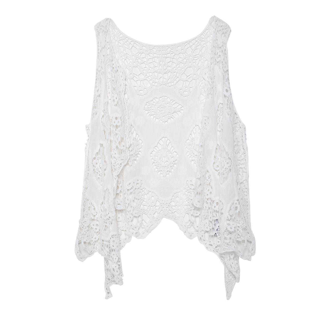 Hippie Froral Patch Crochet Cover Up Top