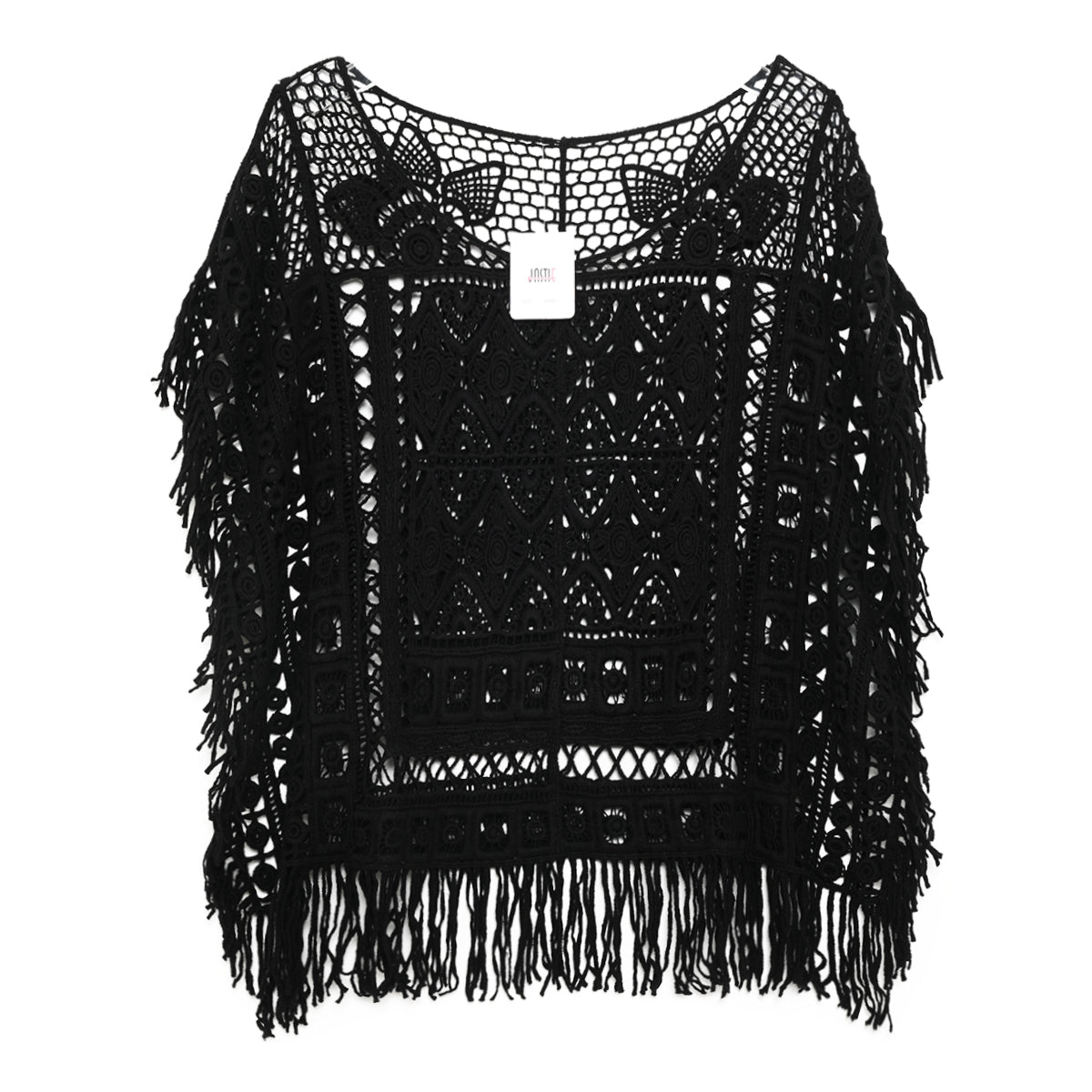 T-shirt noir mystérieux au crochet Hippie Cream